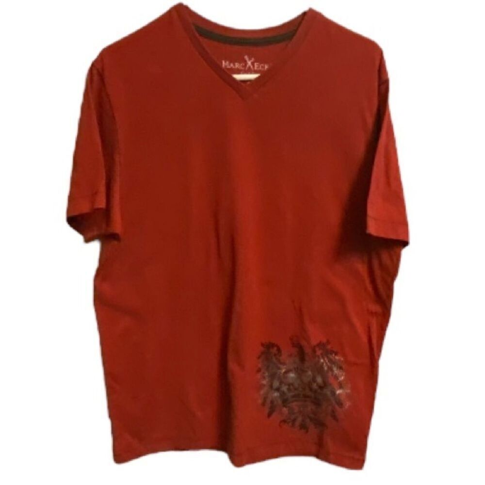 Marc Ecko Cut & Sew Womens Large V-Neck Top Crown Graphic T-shirt Goth Classic